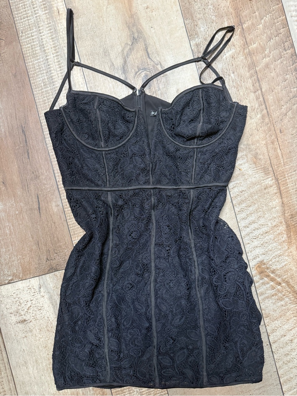 For Love & Lemons Black Lace Bustier Mini Dress